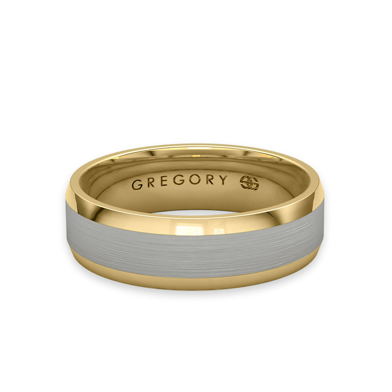 White & Yellow Gold Modern Wedding Band