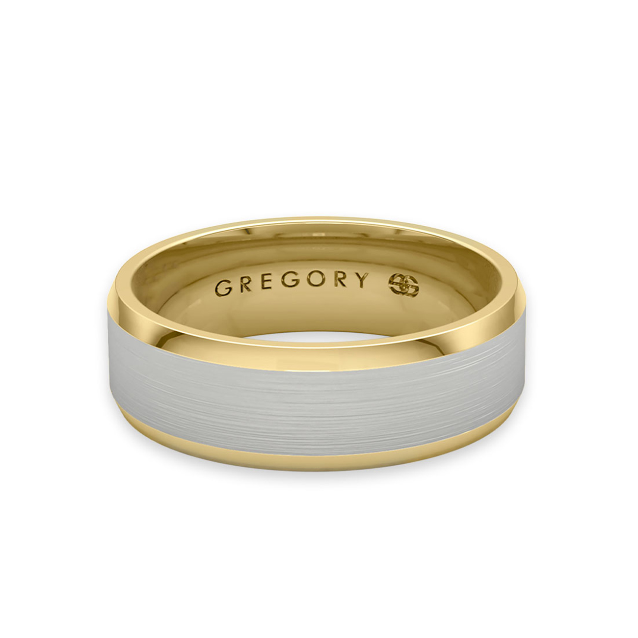 White & Yellow Gold Modern Wedding Band