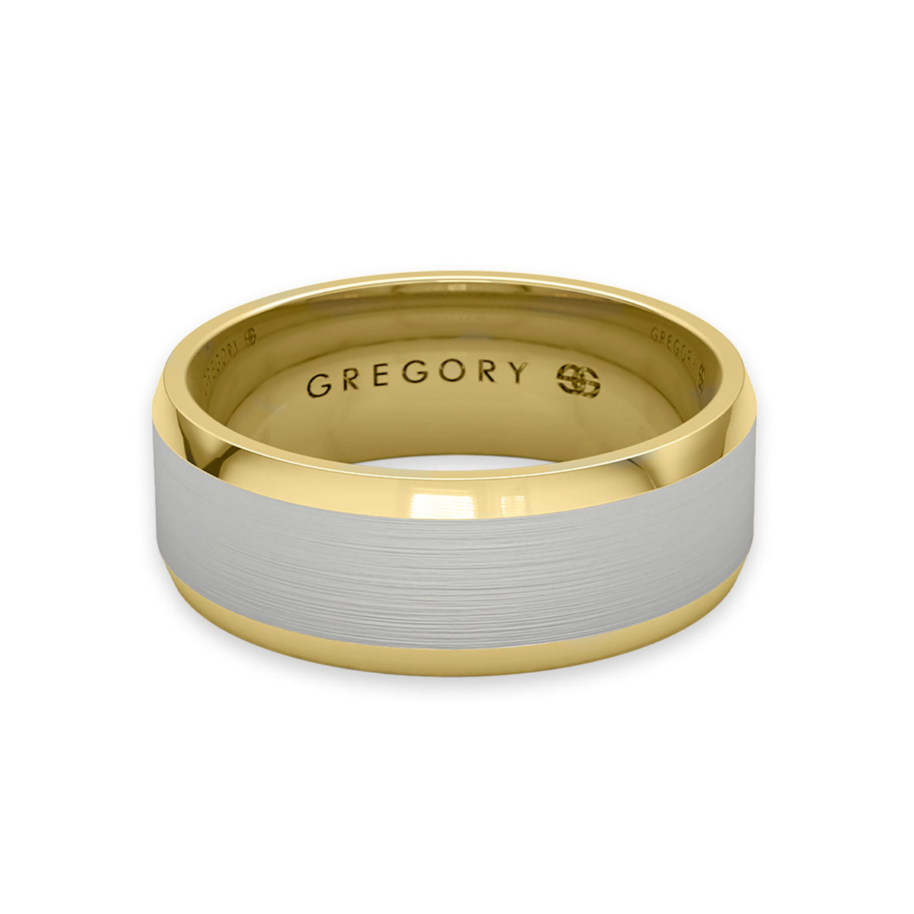 White &#038; Yellow Gold Modern Wedding Band