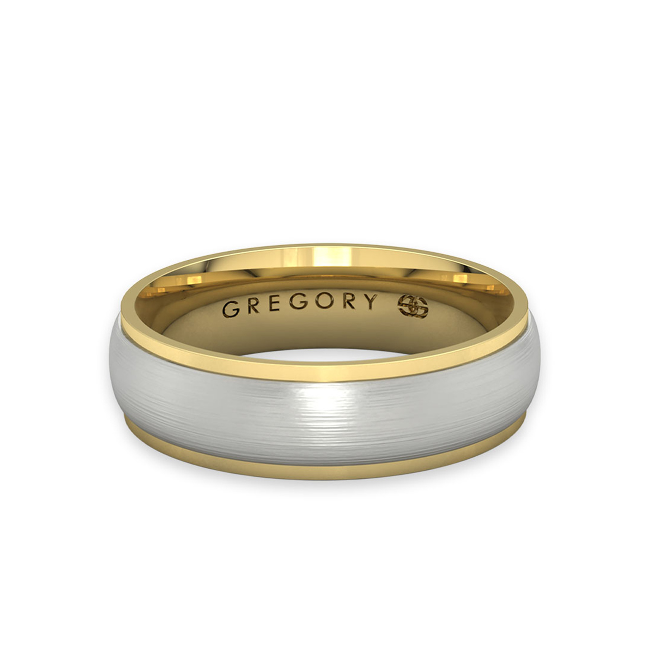 White &#038; Yellow Gold Modern Wedding Band