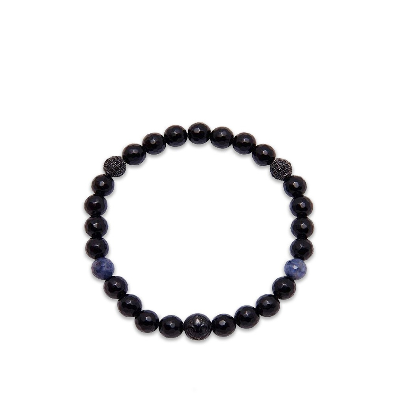 Nialaya Women's Wristband with Black Agate and Blue Dumortierite