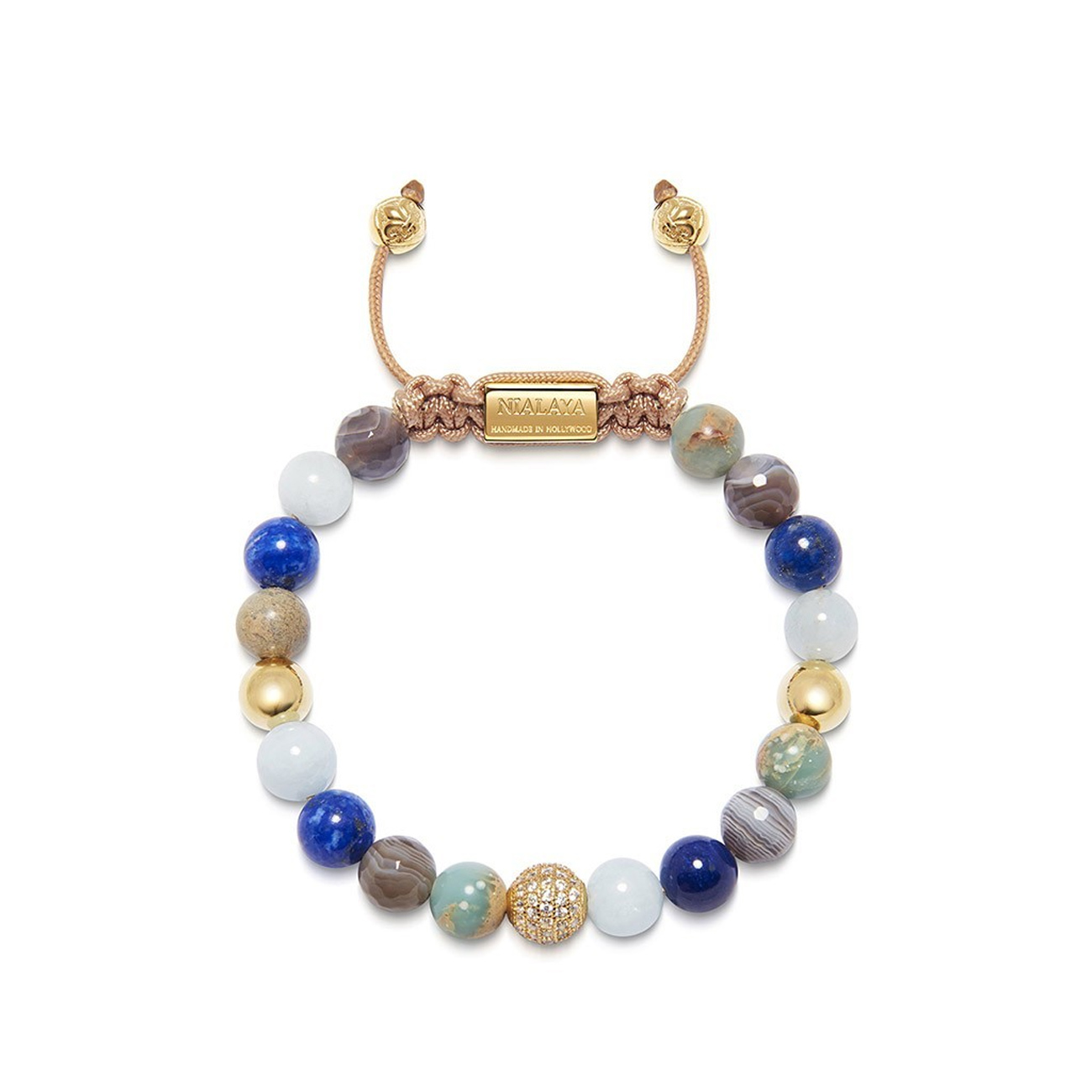 Nialaya Women's Beaded Bracelet with Aquamarine, Blue Lapis, Opal, and Botswana Agate