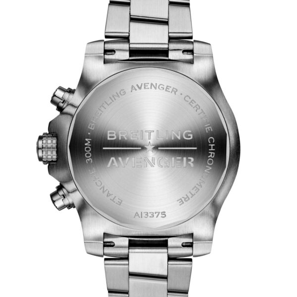 Breitling Super Avenger Chronograph 48mm watch with a black dial and stainless steel bracelet