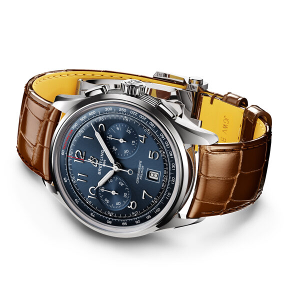 Breitling Premier B01 Chronograph 42mm AB0145171C1P1 with blue dial and brown alligator leather strap