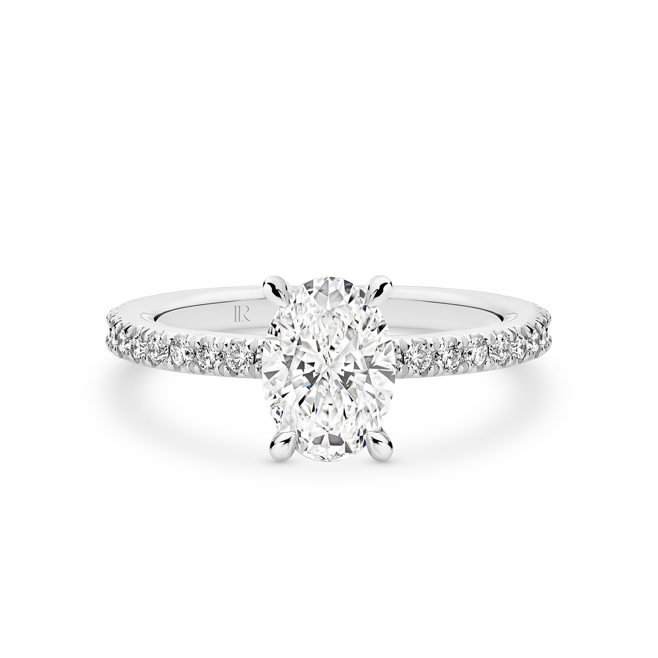 Destiny Oval Brilliant Lab Diamond Hidden Halo Engagement Ring In 18K White Gold