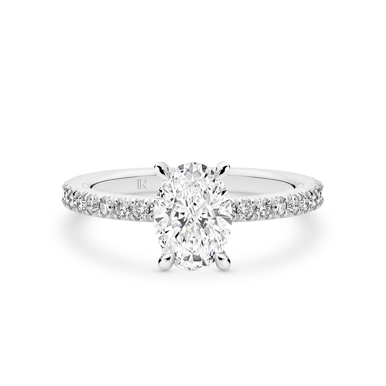 Destiny Oval Brilliant Lab Diamond Hidden Halo Engagement Ring In 18K White Gold
