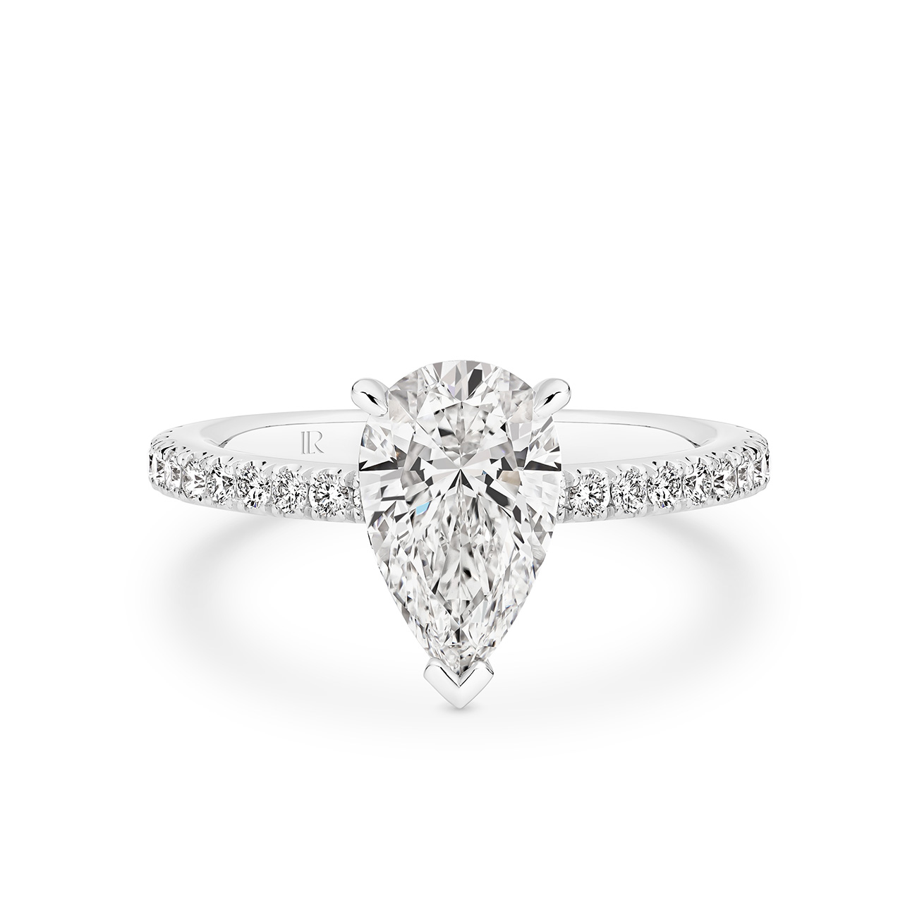 Destiny Pear Brilliant Lab Diamond Hidden Halo Engagement Ring In 18K White Gold