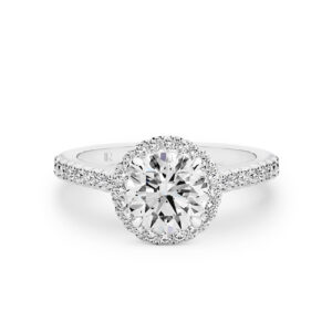 Infinity Round Brilliant Lab Diamond Halo Engagement Ring In 18K White Gold