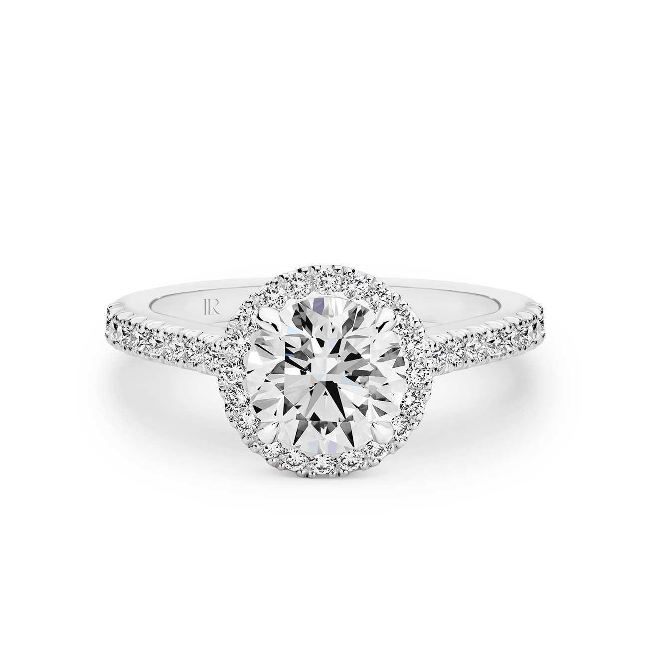 Infinity Round Brilliant Lab Diamond Halo Engagement Ring In 18K White Gold