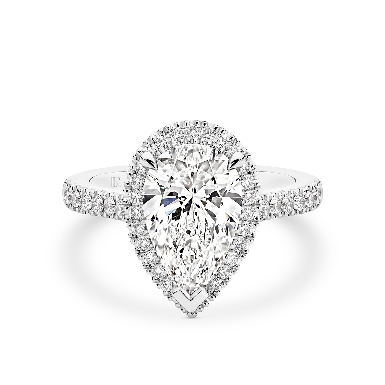 Infinity Pear Brilliant Lab Diamond Halo Engagement Ring In 18K White Gold