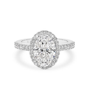 Infinity Oval Brilliant Lab Diamond Halo Engagement Ring In 18K White Gold