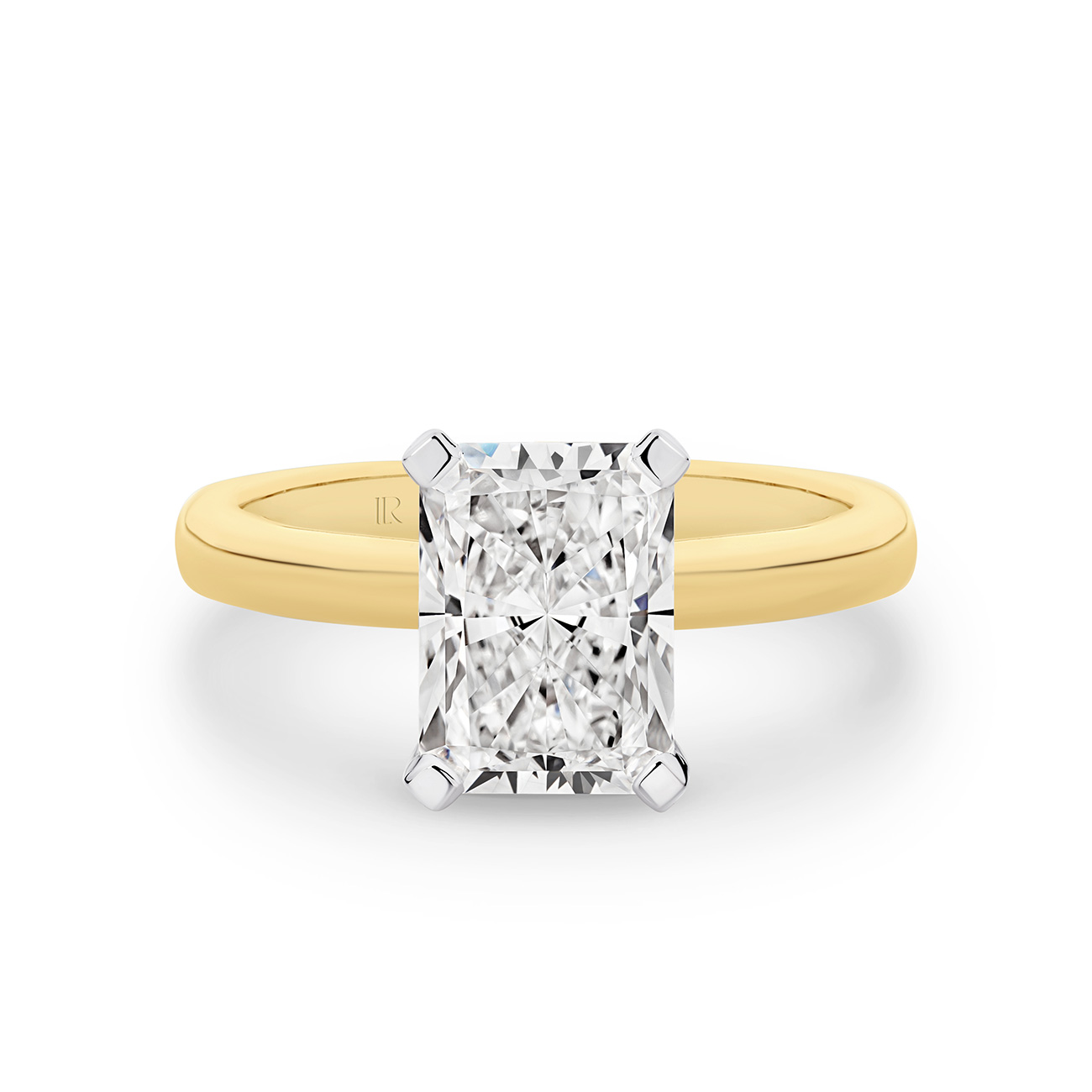Eternity Radiant Cut Lab Diamond Hidden Halo Engagement Ring In 18K Yellow Gold