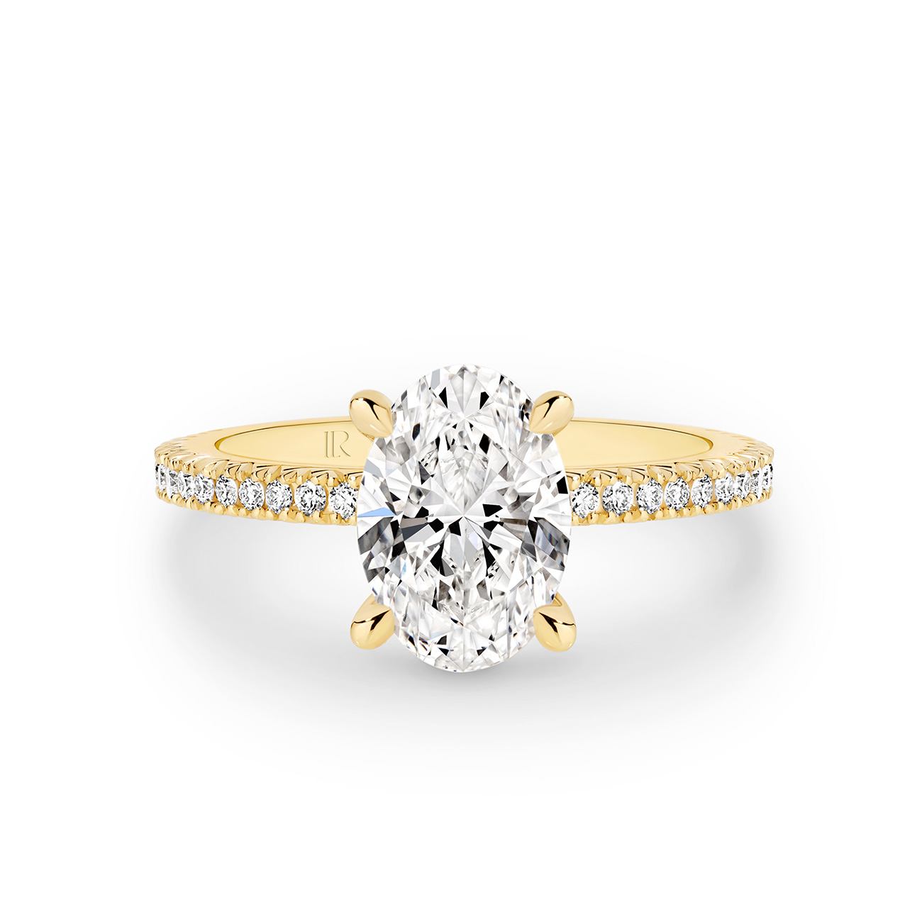 Serenity Oval Brilliant Lab Diamond Band Engagement Ring In 18K Yellow Gold