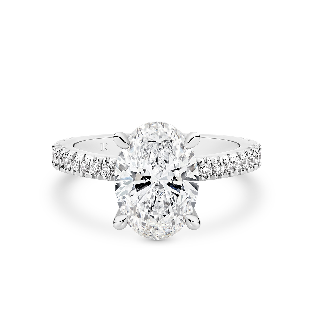 Serenity Oval Brilliant Lab Diamond Band Engagement Ring In 18K White Gold