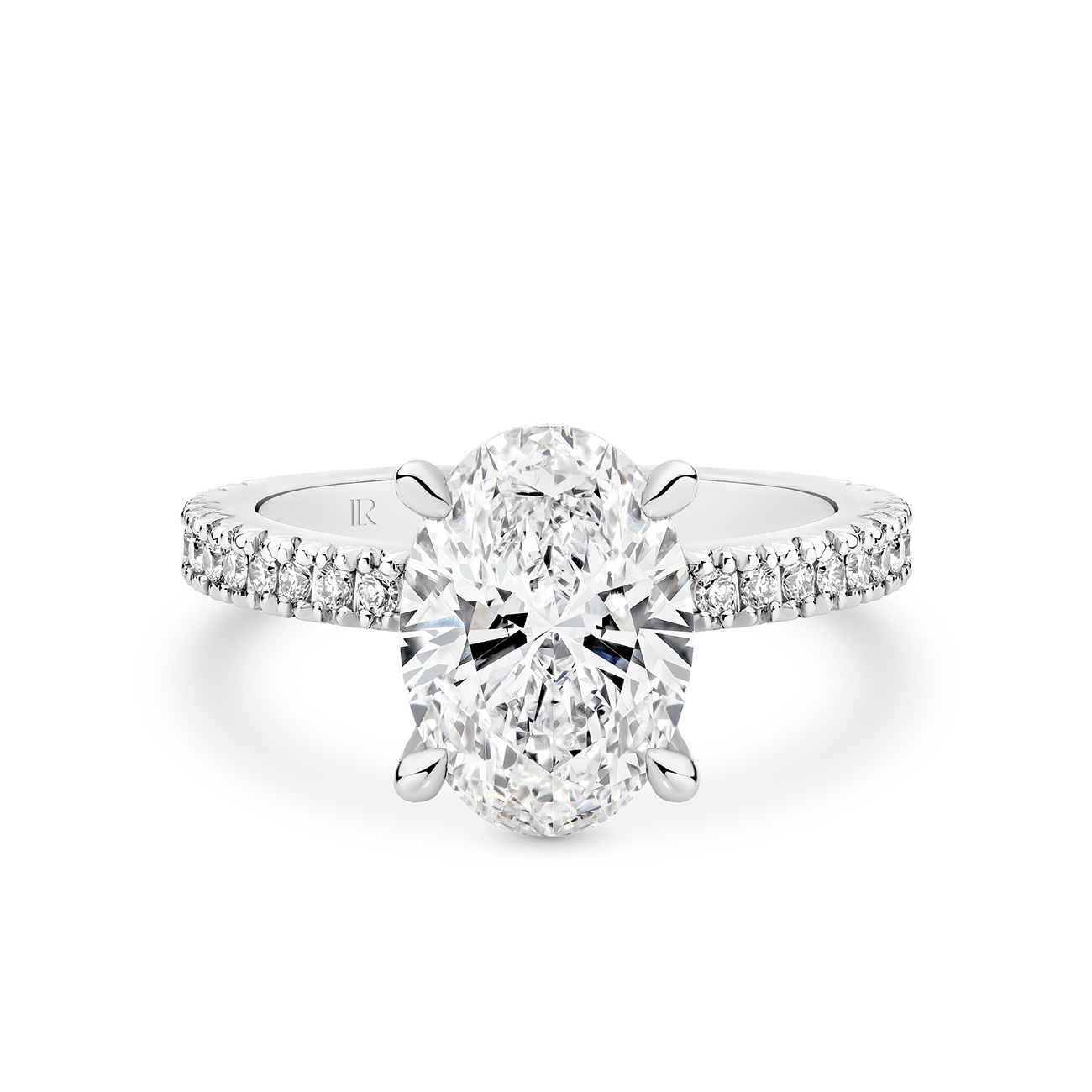Serenity Oval Brilliant Lab Diamond Band Engagement Ring In 18K White Gold