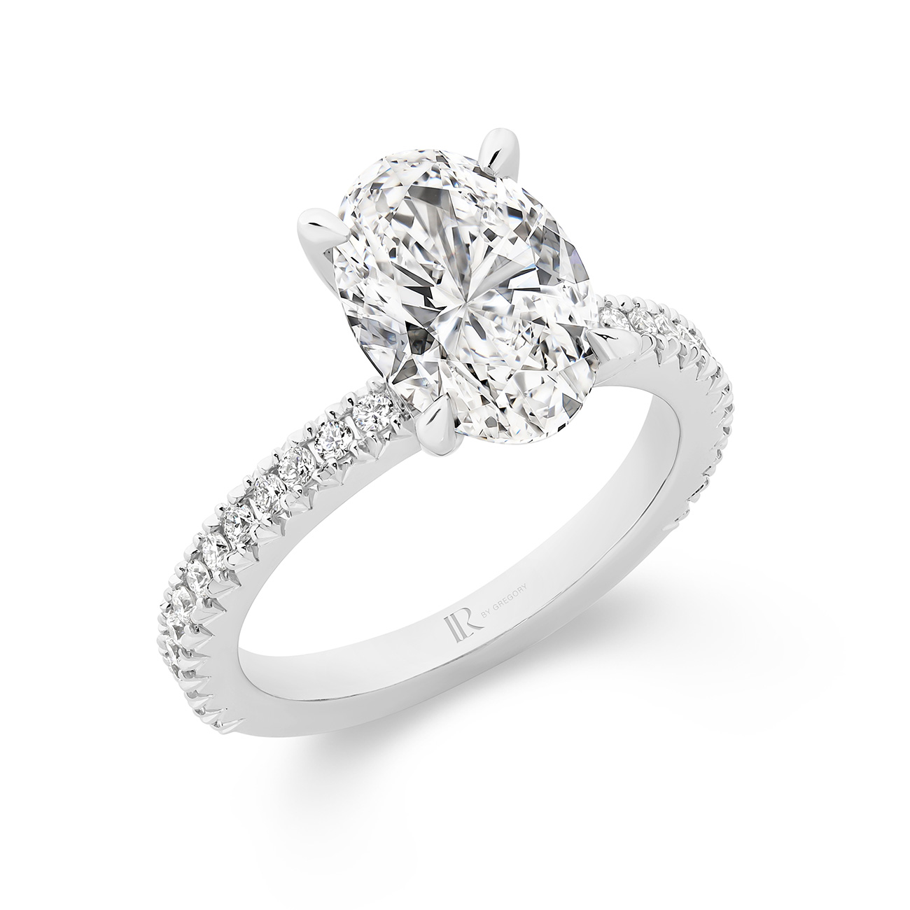 Serenity Oval Brilliant Lab Diamond Band Engagement Ring In 18K White Gold