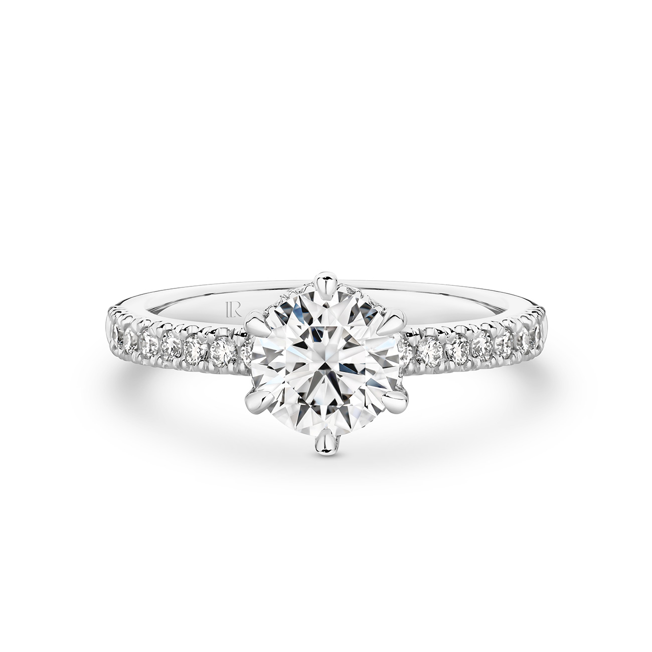 Destiny Round Brilliant Lab Diamond Hidden Halo Engagement Ring In 18K White Gold