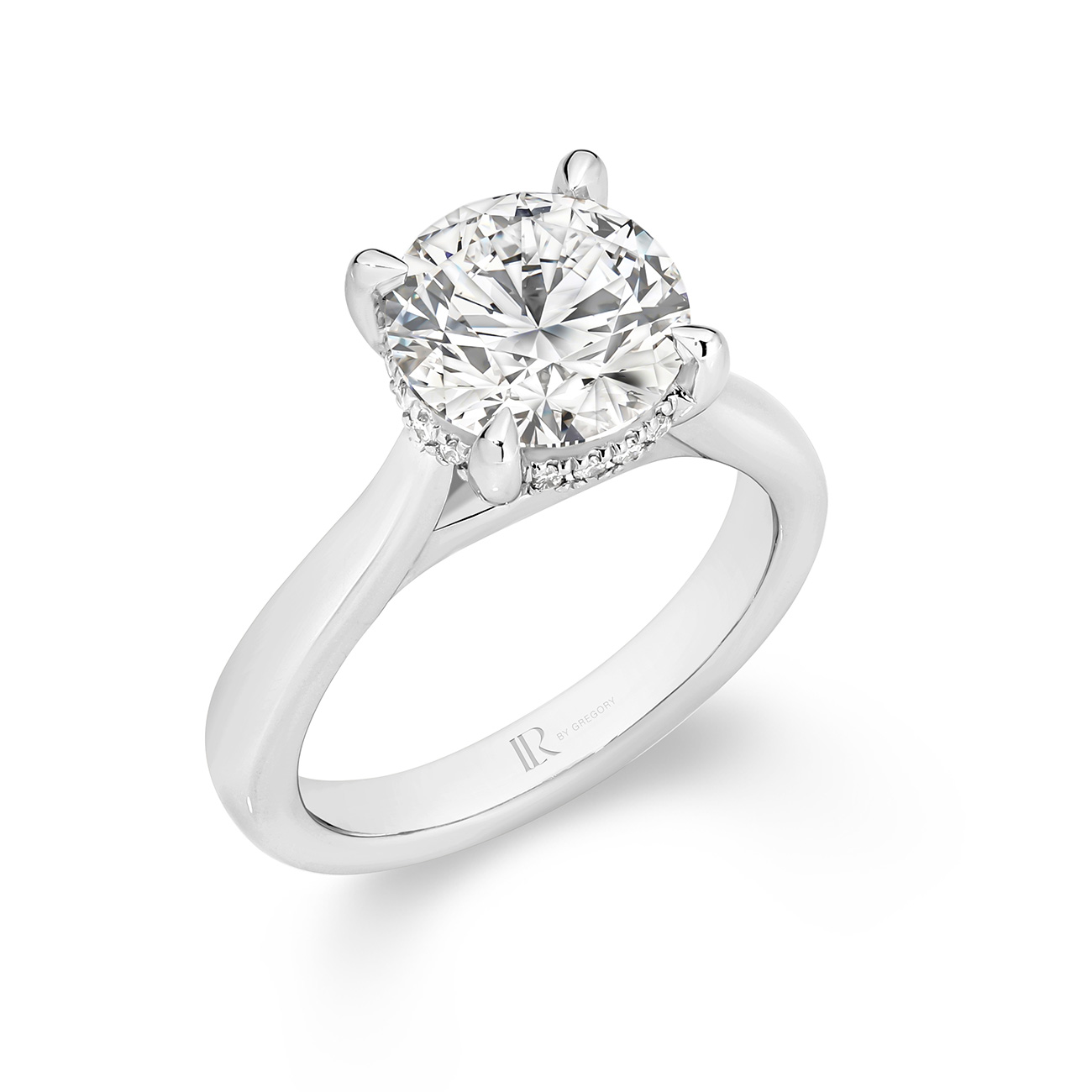 Eternity Round Brilliant Lab Diamond Hidden Halo Engagement Ring In 18K ...