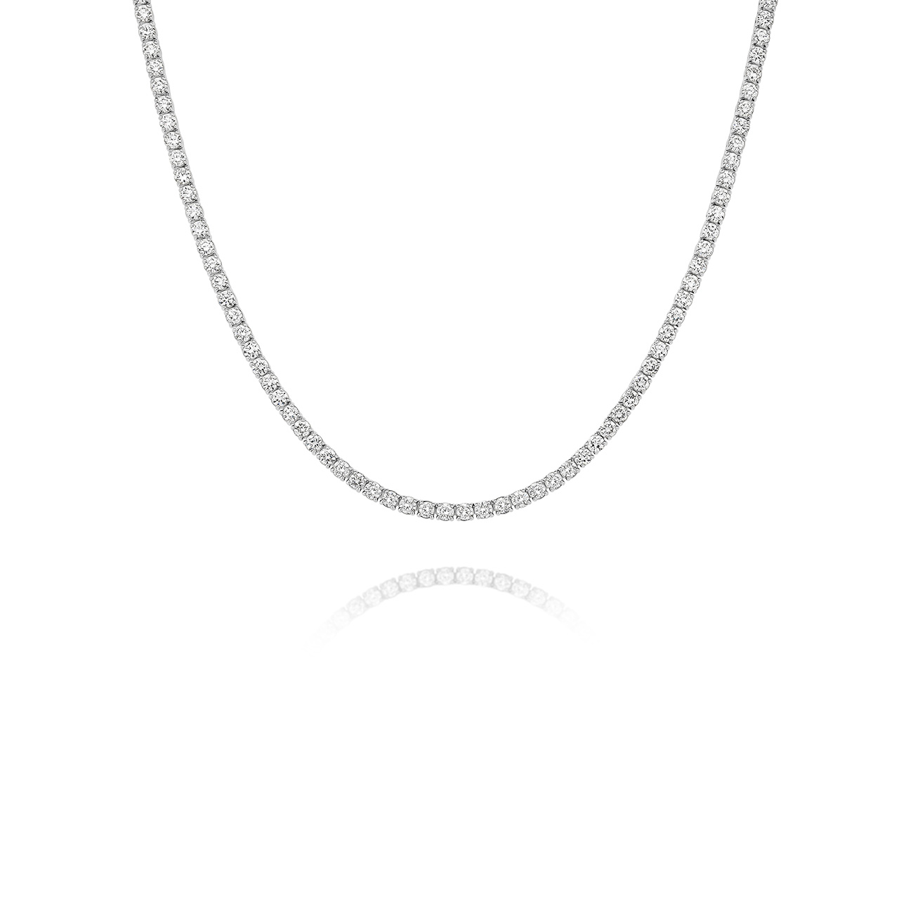 7.00ct Round Brilliant Lab Diamond Tennis Necklace In 18K White Gold