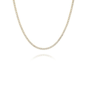 Round Brilliant Lab Diamond Tennis Necklace In 18K Yellow Gold 7.00ct