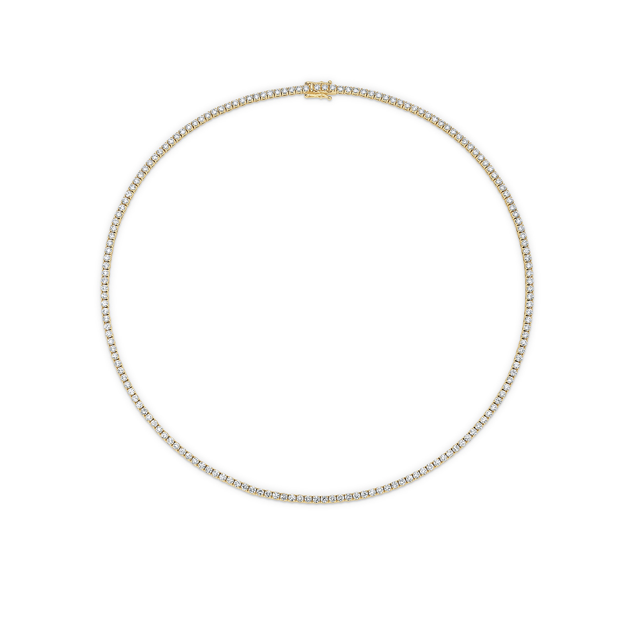 18K Yellow Gold Round Brilliant Classic Diamond Tennis Necklace 7.00ct