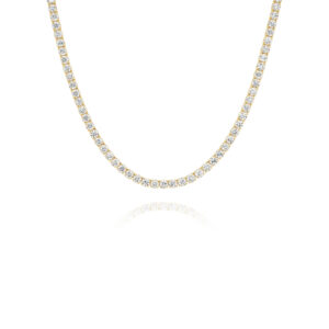 Round Brilliant Lab Diamond Tennis Necklace In 18K Yellow Gold 15.00ct