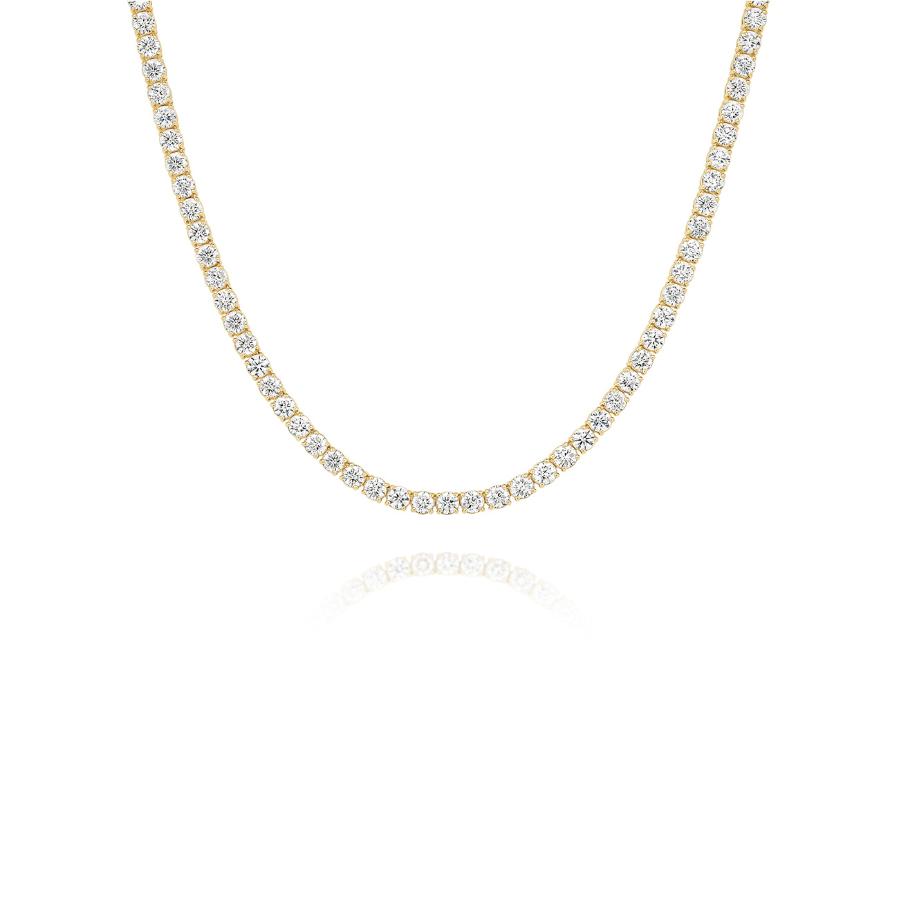 15.00ct Round Brilliant Lab Diamond Tennis Necklace In 18K Yellow Gold