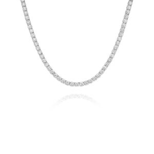 Round Brilliant Lab Diamond Tennis Necklace In 18K White Gold 20.00ct