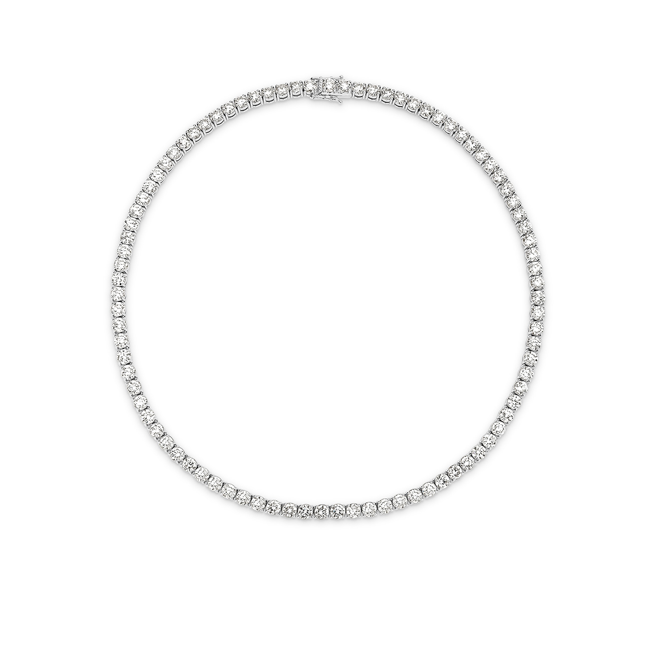 30ct Round Brilliant Lab Diamond Tennis Necklace In 18K White Gold Gregory Jewellers