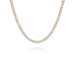 Round Brilliant Lab Diamond Tennis Necklace In 18K Yellow Gold 30.00ct