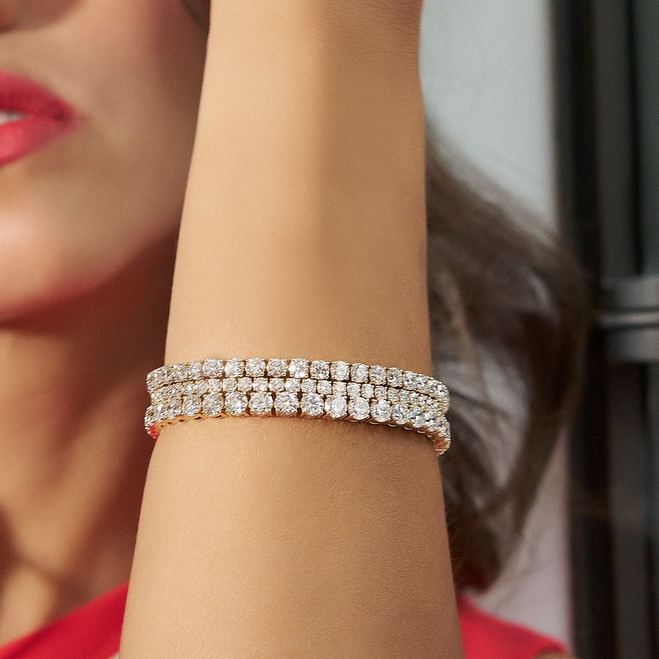 10.00ct Round Brilliant Lab Diamond Tennis Bracelet In 18K Yellow Gold