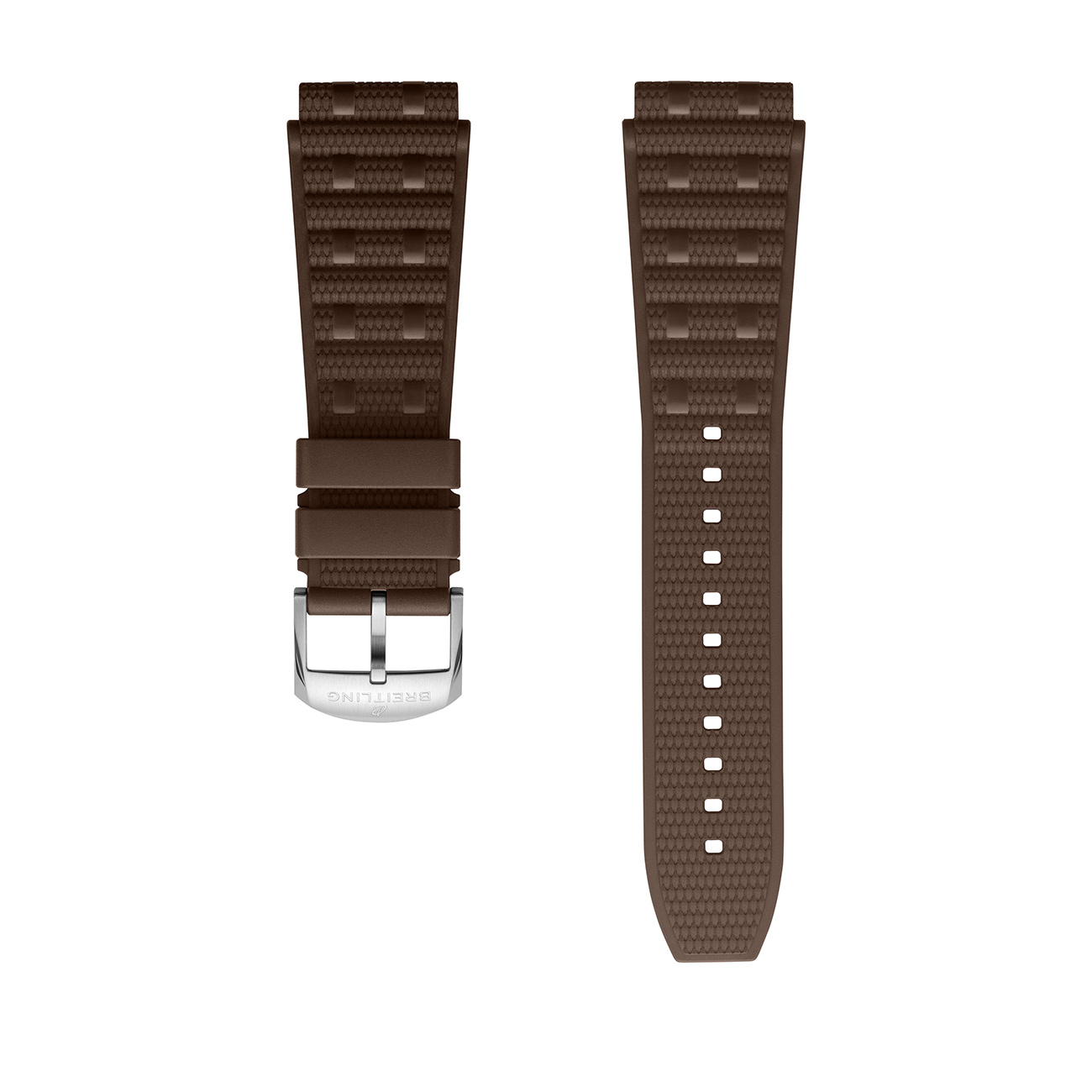 Breitling Brown Rouleaux Rubber Watch Strap 22mm