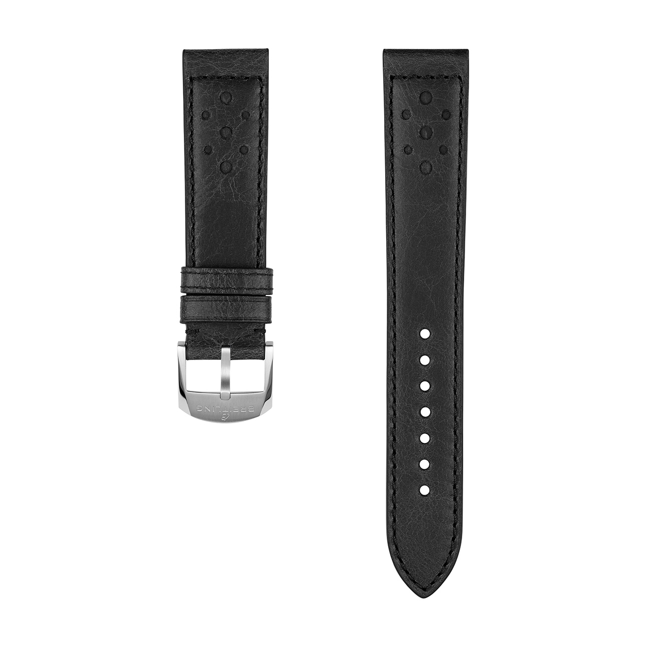 Breitling Black Racing-Themed Calfskin Leather Watch Strap 20mm