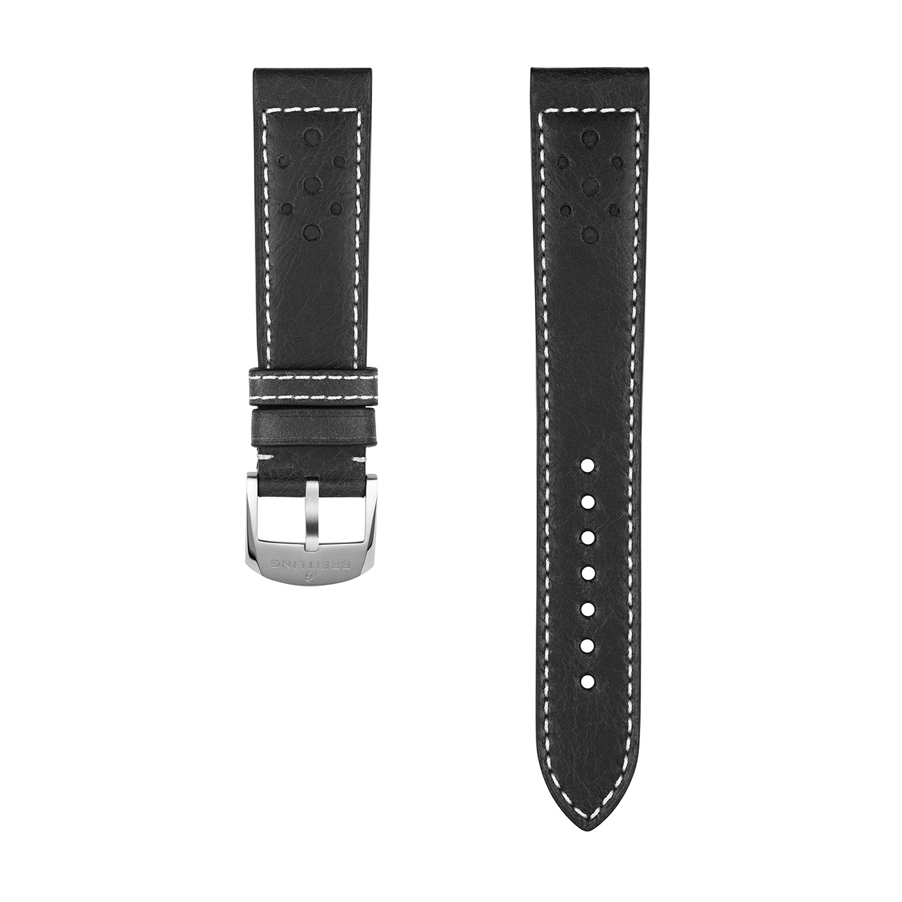 Breitling Black Racing-Themed Calfskin Leather Watch Strap 20mm