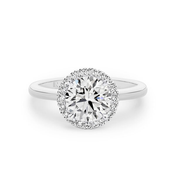 Infinity Round Brilliant Lab Diamond Halo Engagement Ring In 18K White Gold