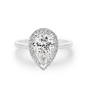 Infinity Pear Brilliant Lab Diamond Halo Engagement Ring In 18K White Gold