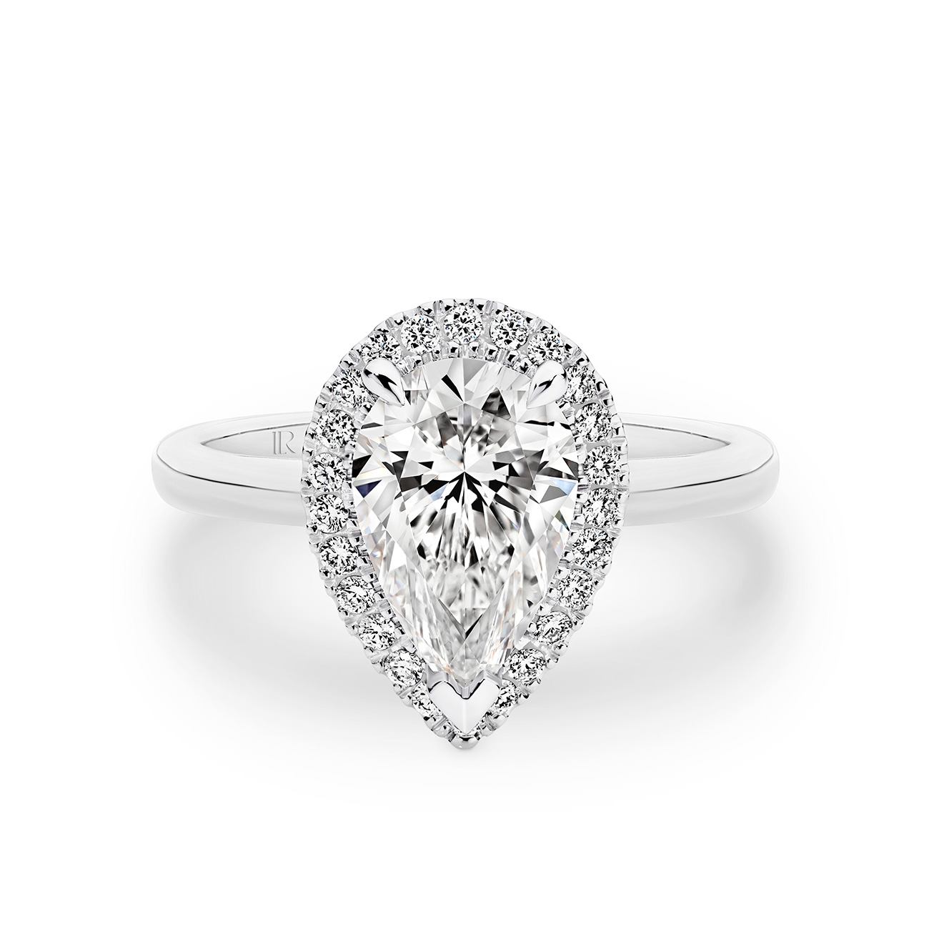 Infinity Pear Brilliant Lab Diamond Halo Engagement Ring In 18K White Gold