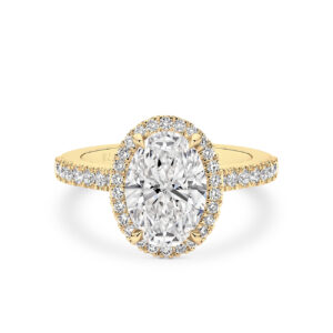 Infinity Oval Brilliant Lab Diamond Halo Engagement Ring In 18K Yellow Gold