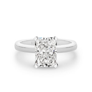 Eternity Radiant Cut Lab Diamond Hidden Halo Engagement Ring In 18K White Gold