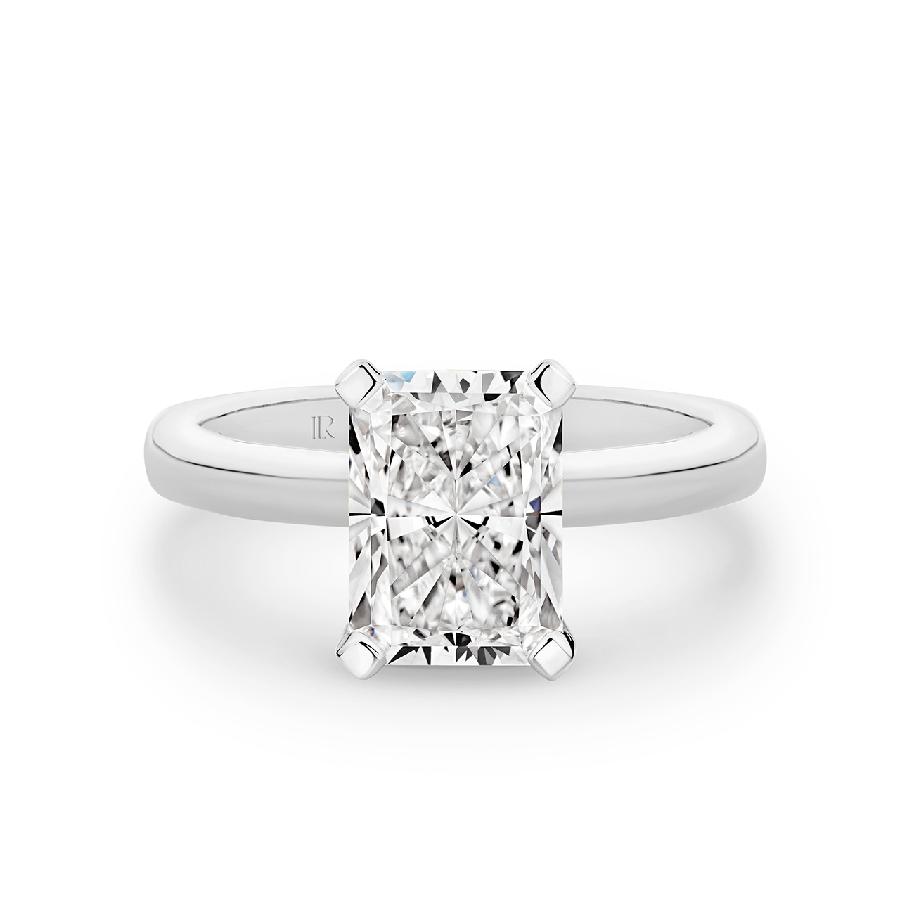 Eternity Radiant Cut Lab Diamond Hidden Halo Engagement Ring In 18K White Gold