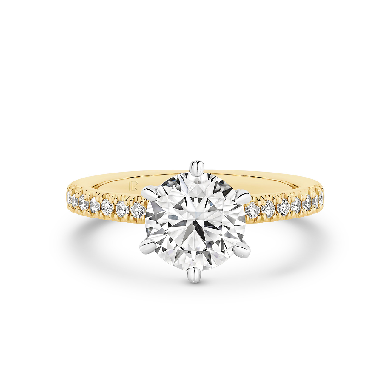 Destiny Round Brilliant Lab Diamond Hidden Halo Engagement Ring In 18K Yellow Gold