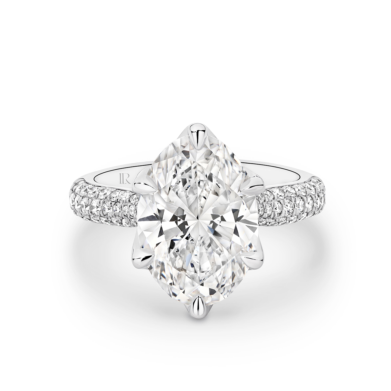 Serenity Oval Brilliant Lab Diamond Band Engagement Ring In 18K White Gold