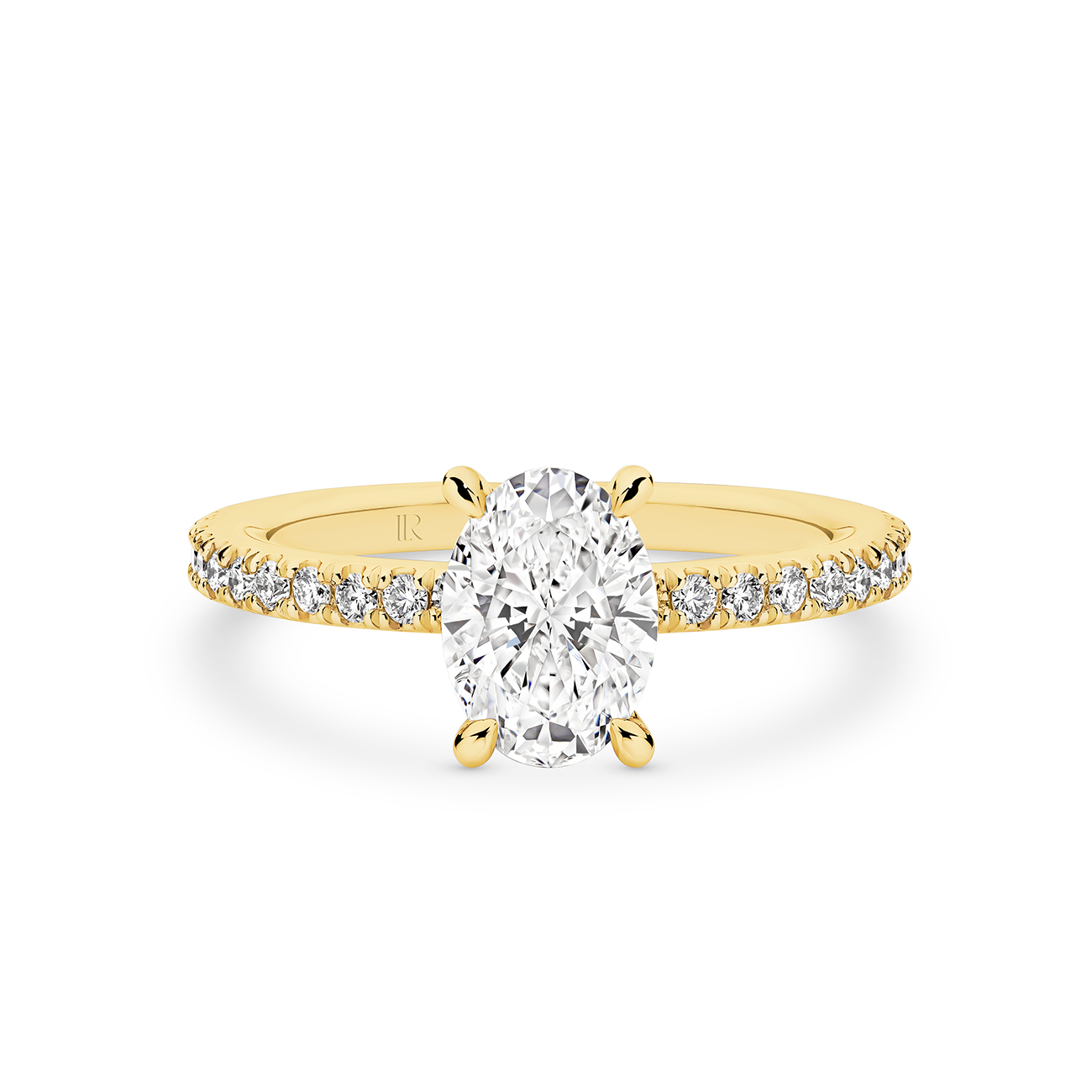 Destiny Oval Brilliant Lab Diamond Hidden Halo Engagement Ring In 18K Yellow Gold