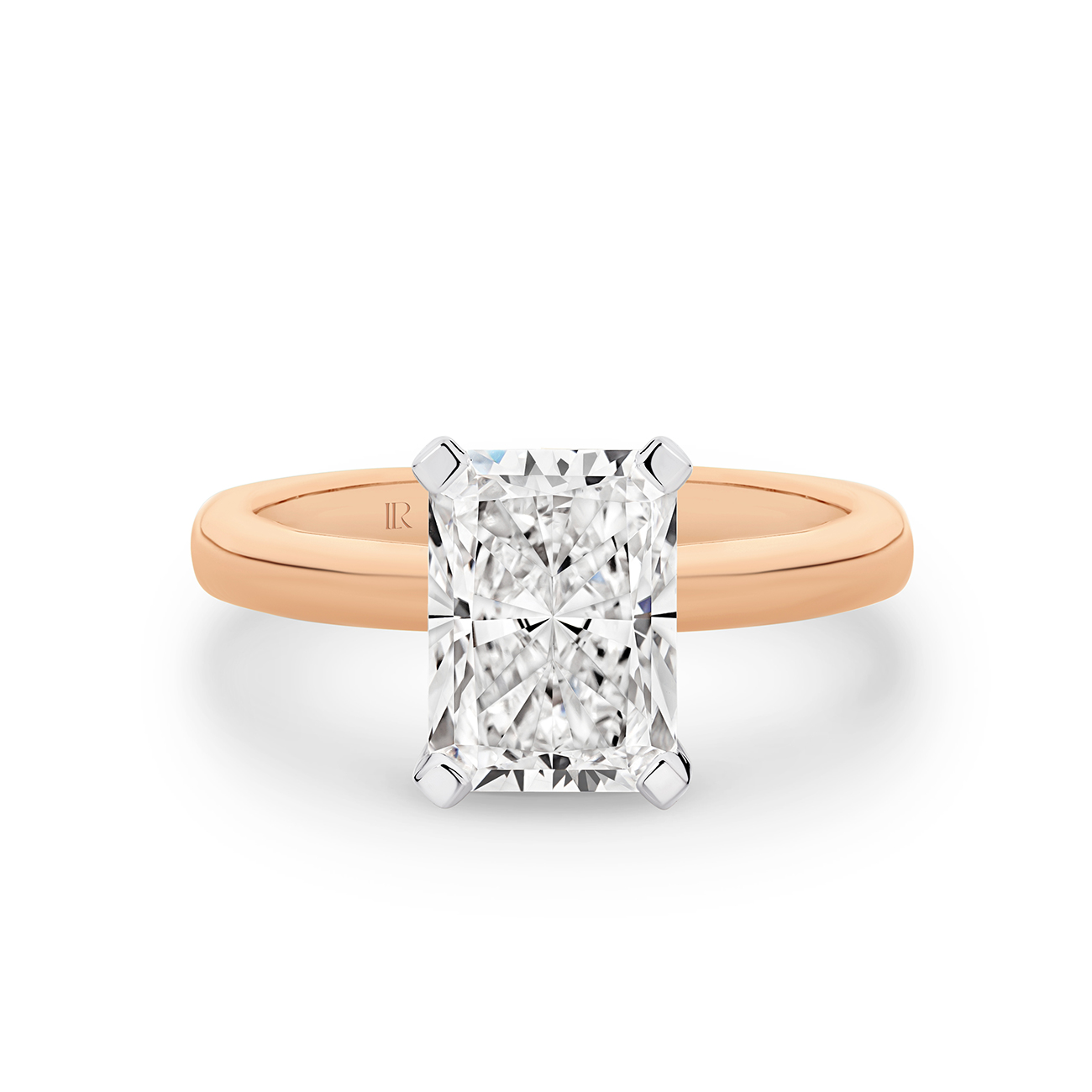 Eternity Radiant Cut Lab Diamond Hidden Halo Engagement Ring In 18K Rose Gold
