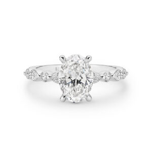 Destiny Oval Brilliant Lab Diamond Hidden Halo Engagement Ring In 18K White Gold