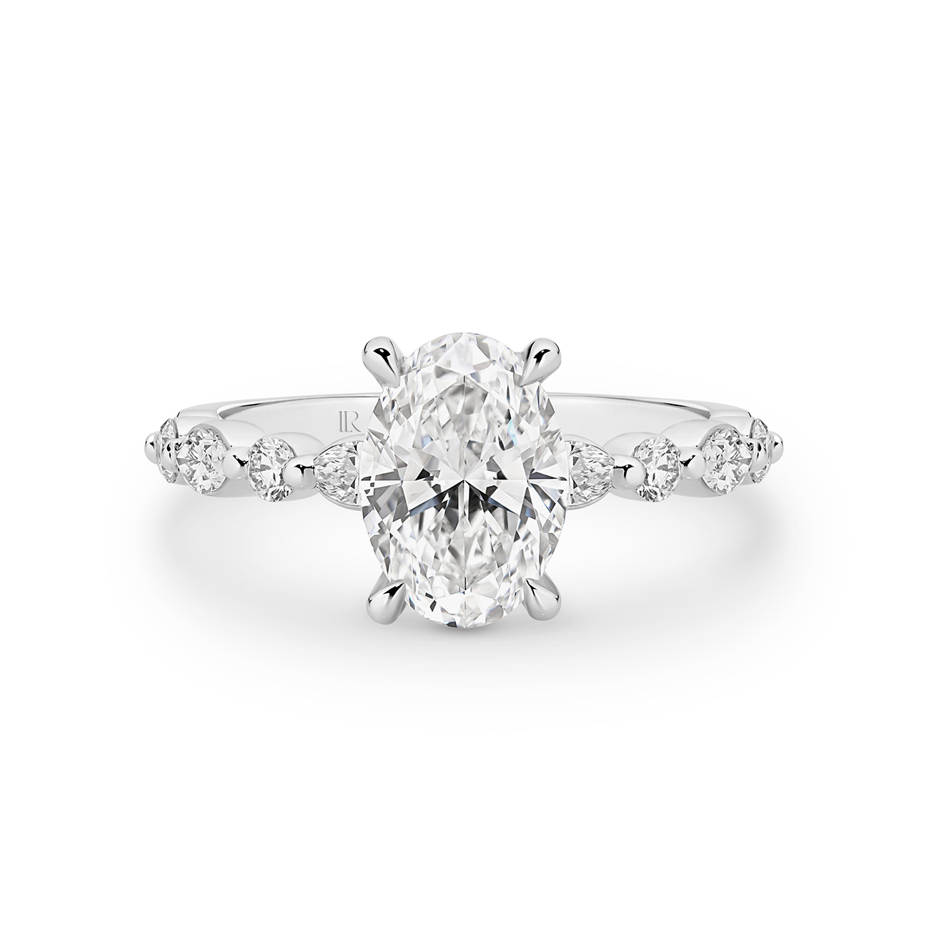 Destiny Oval Brilliant Lab Diamond Hidden Halo Engagement Ring In 18K White Gold