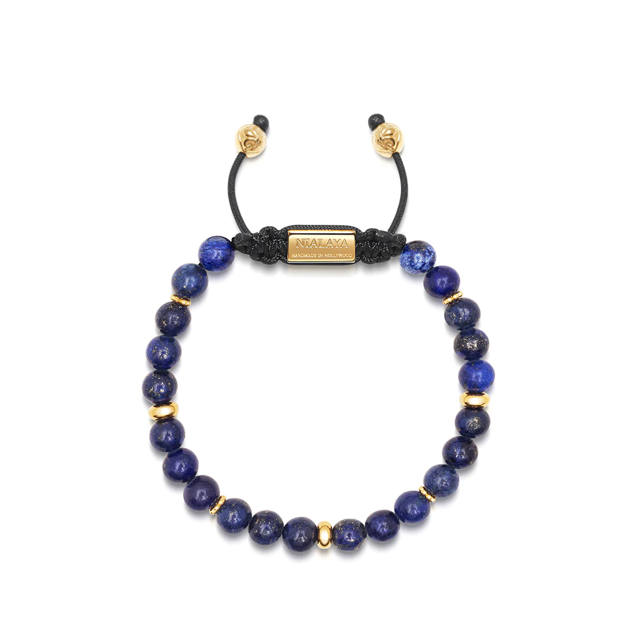 Nialaya Men's Beaded Bracelet with Blue Lapis and Gold