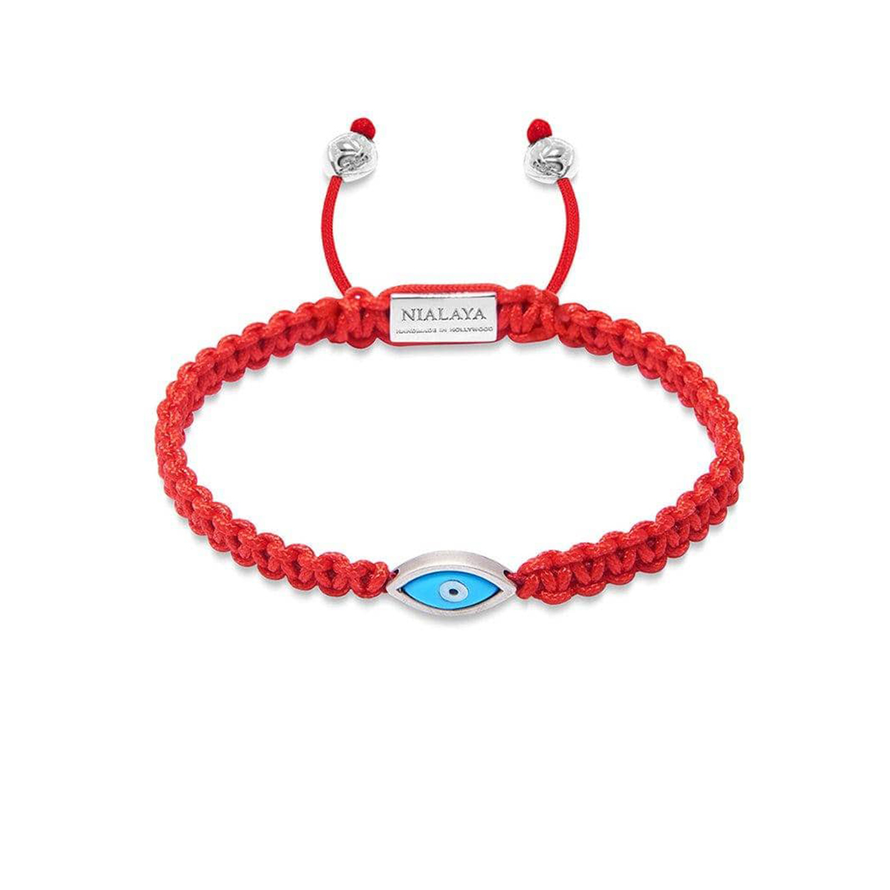 Nialaya Men&#8217;s Red String Bracelet with Silver Blue Eye