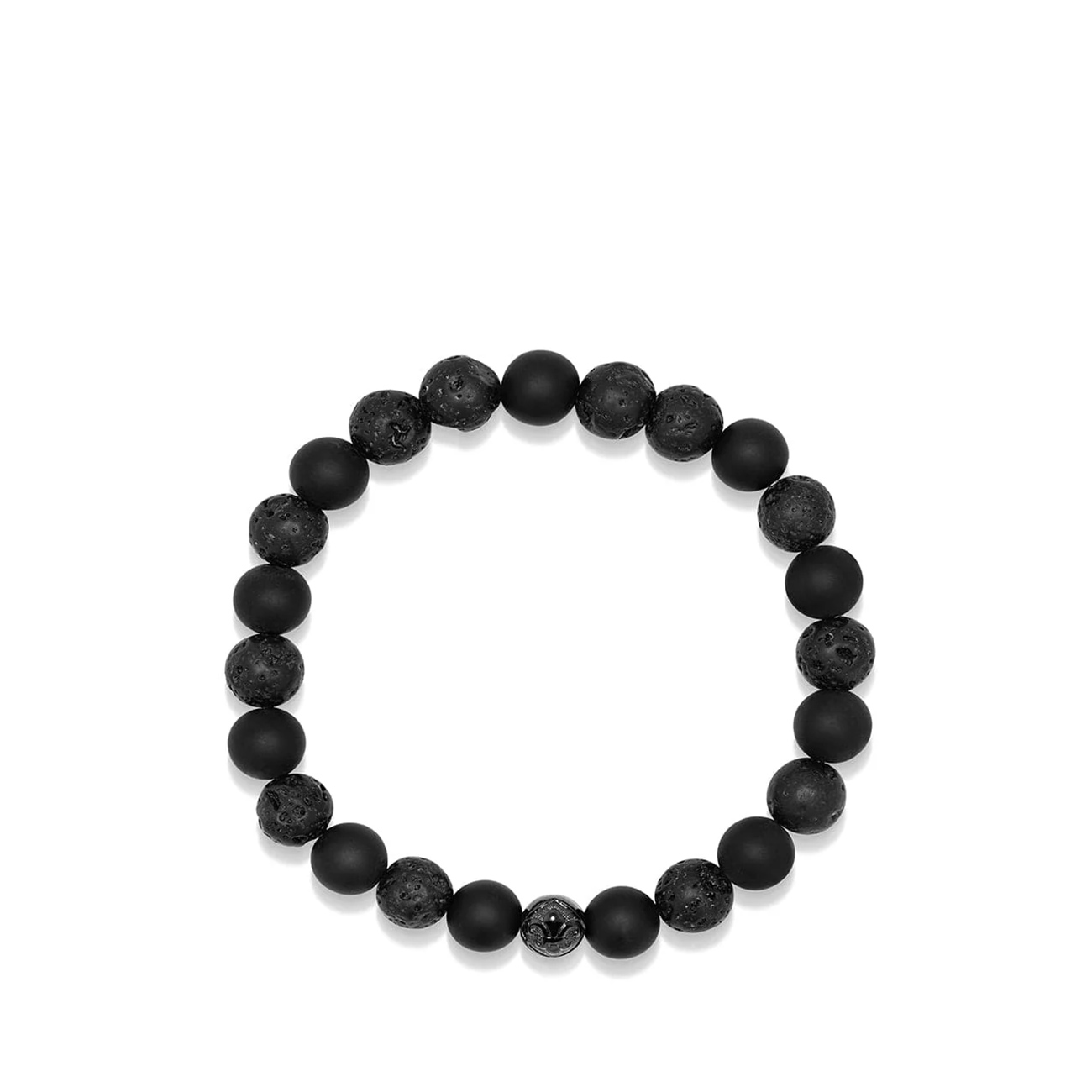 Nialaya Men&#8217;s Wristband with Lava Stone, Matte Onyx and Black Logo Ball