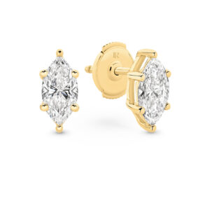 Classic Solitaire Marquise Cut Lab Diamond Stud Earrings In 18K Yellow Gold 1.00ct